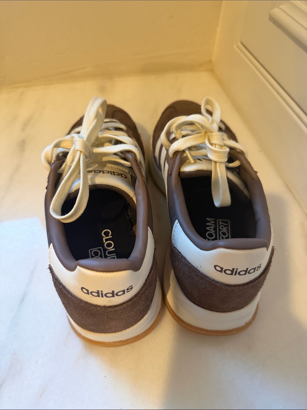 adidas Brown and Cream Retro Style Sneakers